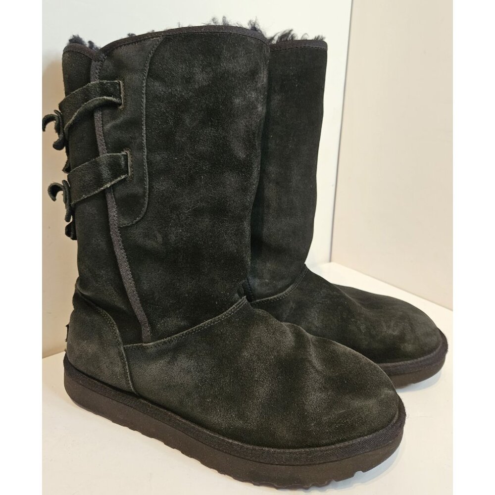 Ugg Australia Women's Allegra Black Suede Bow Boots Size 9